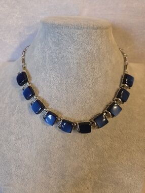 Vintage 50s Coro Blue "MoonRay" Thermoset Lucite Choker Necklace